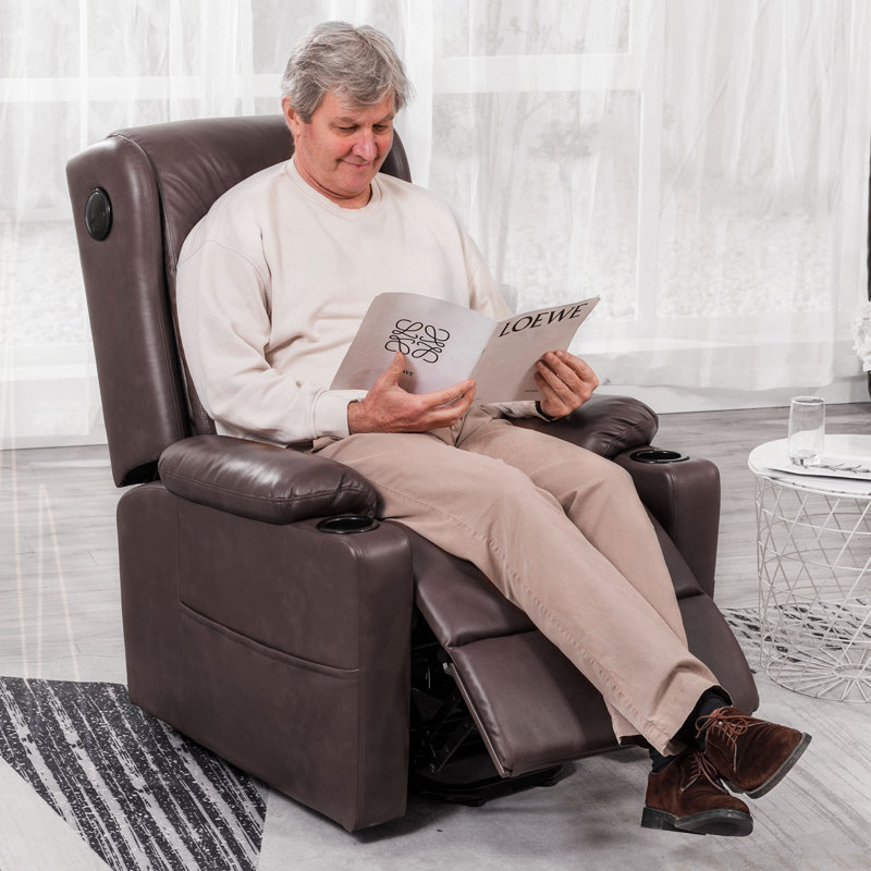 Ower Lift Recliner Chair with Bluetooth Speakers Lift Chair with S Track Massage PU Electric Recliners Suitable for Apartments Latitude Run